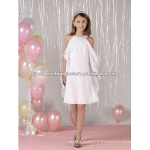 Robe en mousseline en mousseline de soie perlée en perle sur mesure Robe en fleur pour fille de fleur CWFaf4458